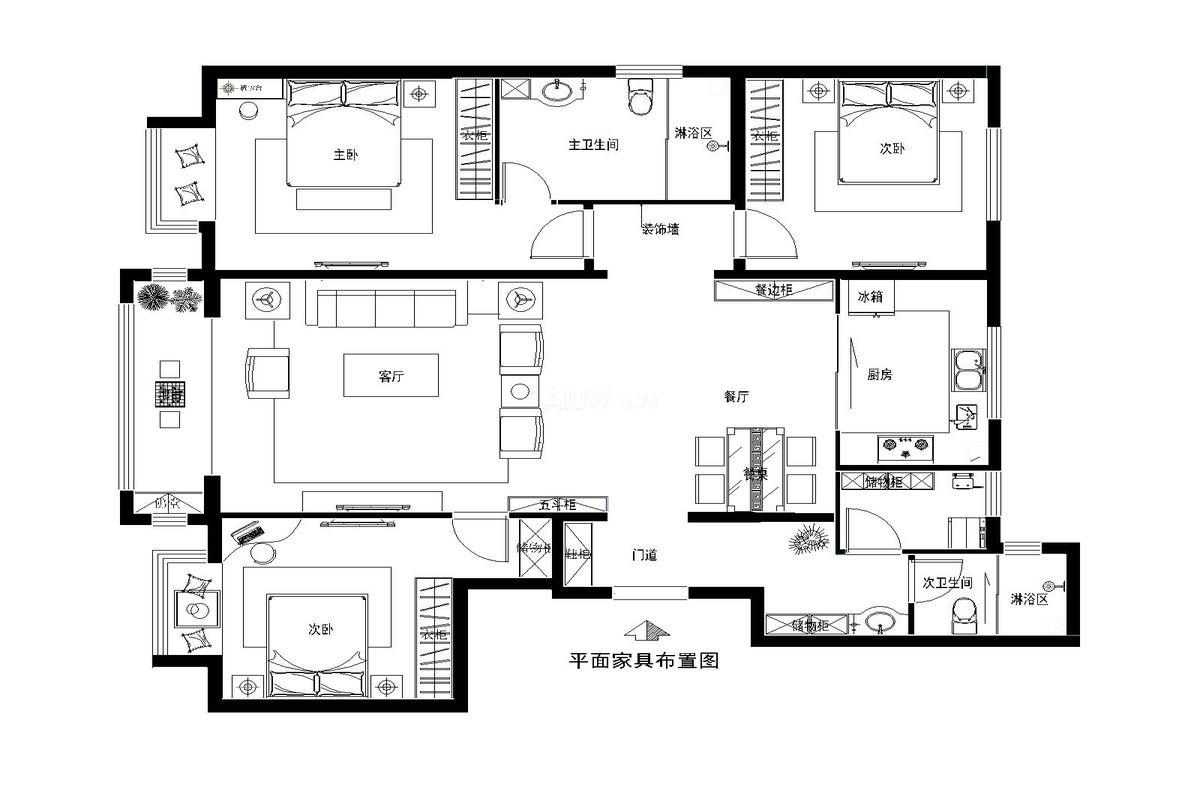 70兩房一廳裝修效果圖，70平兩室一廳裝修圖