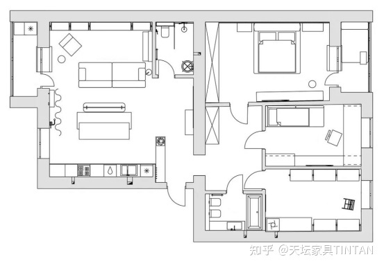 70㎡小戶型營造高級感，現(xiàn)代簡約兩居室家裝案例分享